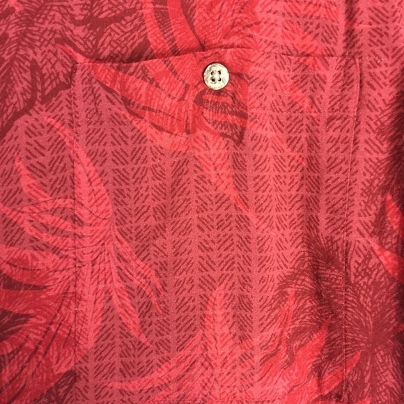 Batik Bay XLT Hawaiian Shirt Red Palm Leaves 100% Rayon - Picture 3 of 8